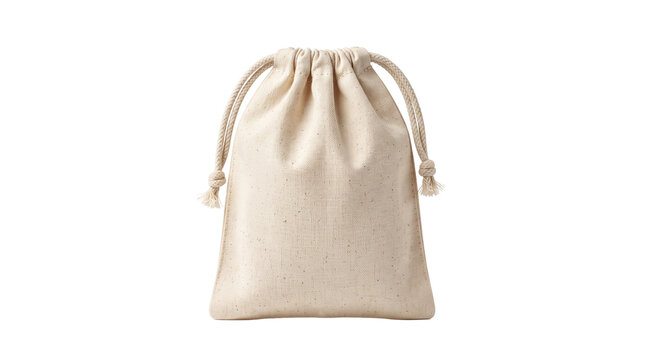Small fabric drawstring pouch transparent background for packaging gifts storage.
