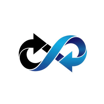 Modern abstract arrows forming an infinity symbol with gradient colors