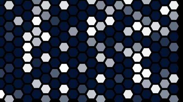 Abstract Blue Hexagon Grid Dynamic Flashing Technology Motion Background