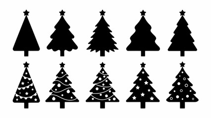 Obraz premium Set of christmas tree silhouettes