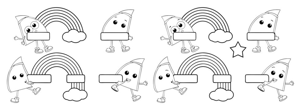 Cute cartoon animals with rainbow and star for learning days of week