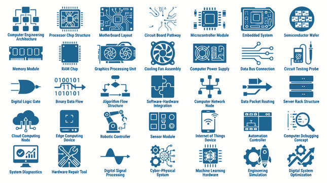 Computer engineering architecture processor chip motherboard circuit board path microcontroller embedded system.