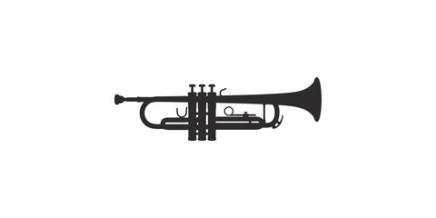 Classical trumpet silhouette for musical performance and jazz art. © 扁平化图标 