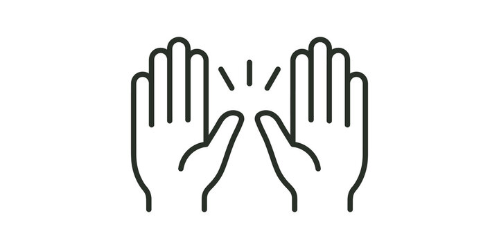 High five hand gesture icon with black lines for positive social action.