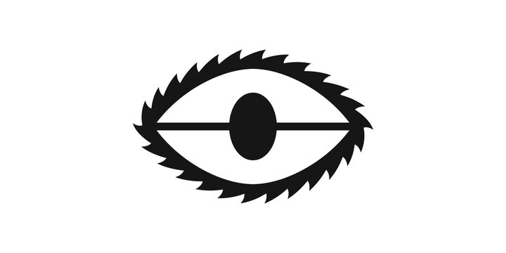 Abstract eye symbol with jagged iris for mysterious vision occult graphic.
