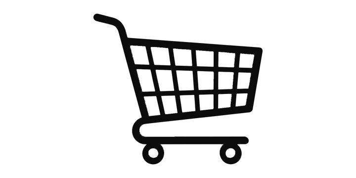 Shopping cart icon for buying goods in store or online.