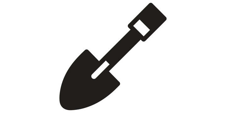 Black shovel icon used for digging and gardening tool.