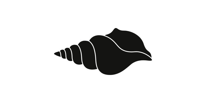 Conch sea shell silhouette graphic element for summer design projects.