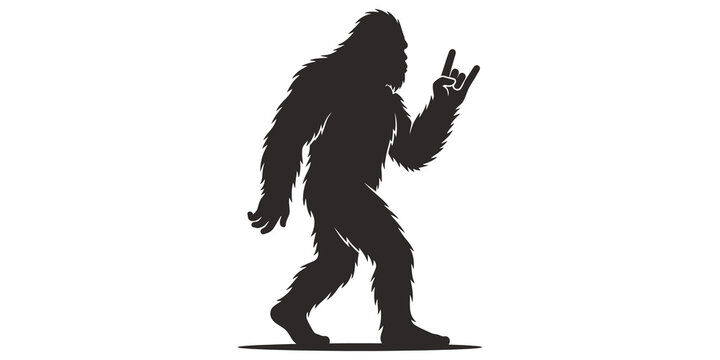 Bigfoot walking silhouette graphic for legendary creature themed designs.