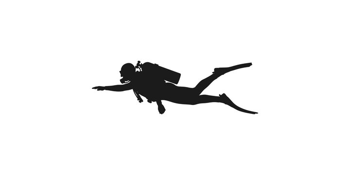 Scuba diver silhouette icon for underwater sports and diving activities.