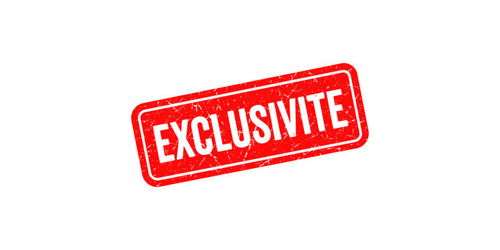 Red grunge rubber stamp with exclusivite text, isolated design element.