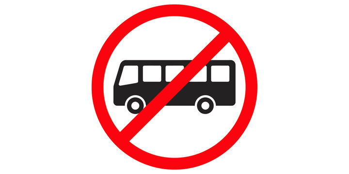 No bus prohibition sign graphic symbol warning.