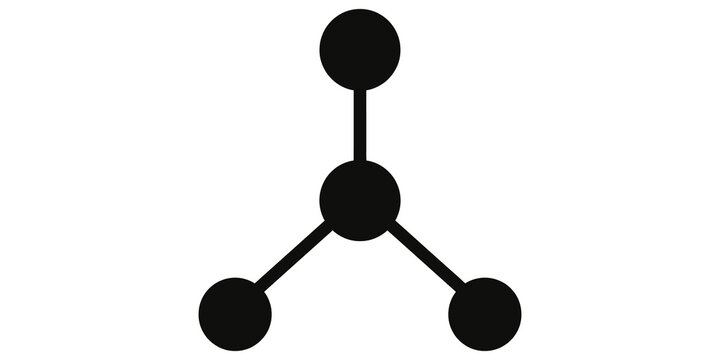 Molecular structure icon with black circles for scientific experiment use.