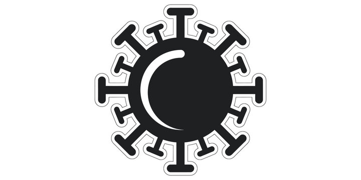 Viral pathogen cell icon for medical research and public health safety use.