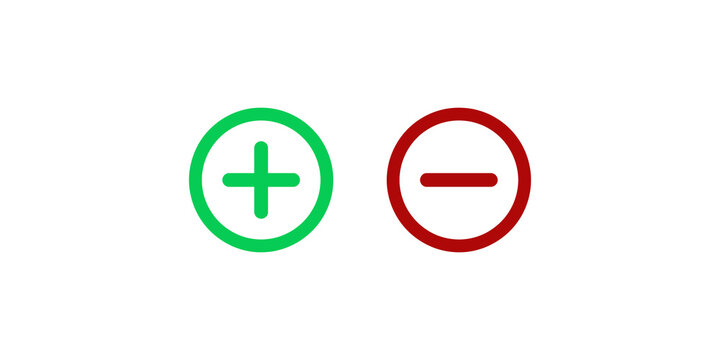 Green plus and red minus signs for mathematical or interface selection.