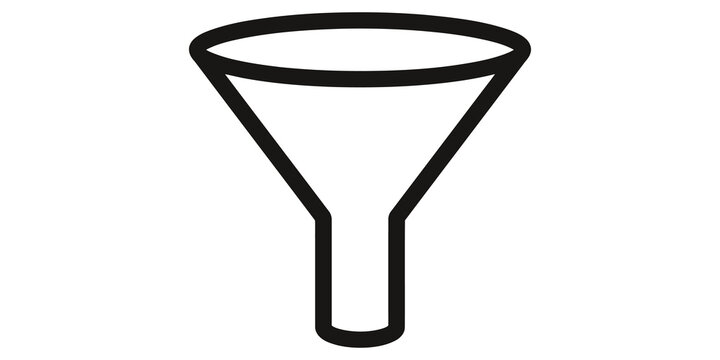 Funnel vector icon outline, symbol and sign for website and application.