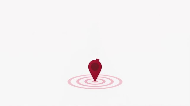San Francisco location pin animation with red map marker and expanding ripple rings on white background 