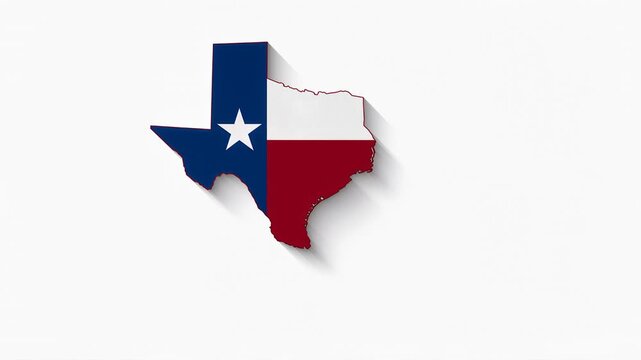 Texas state flag map silhouette transition animation with clean white background and negative space 
