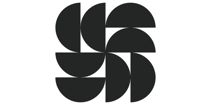 Geometric abstract pattern composed of black semi circles for web design.