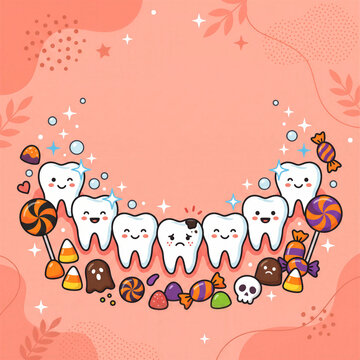 Halloween Tooth Decay and Cavity Prevention Illustration