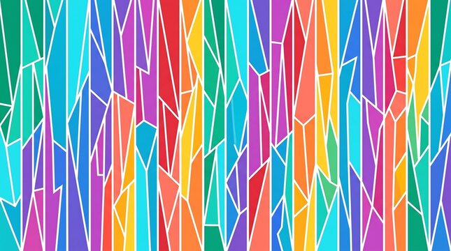Abstract vertical stained glass strips pattern with rainbow colors and geometric design vertical abstract geometric colorful background illustration creative decoration