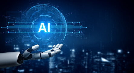 Fototapeta premium AI core enables machine learning for automation and prediction. AI core connects data to models, accelerating training, inference, and real time decisions across systems. Corpus
