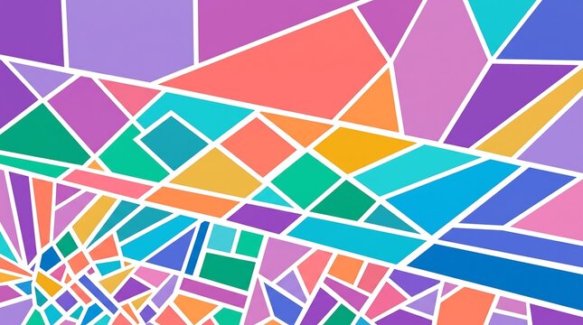 Abstract geometric stained glass pattern background with colorful polygonal shapes and radiating corner abstract geometric background colorful polygonal artistic backdrop