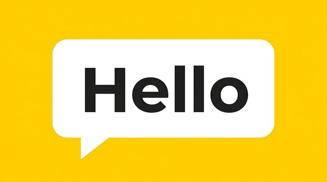 Hello speech bubble text icon isolated on bright yellow background variant with background, dialogue