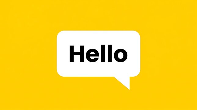 Hello speech bubble text icon isolated on bright yellow background with background, communication