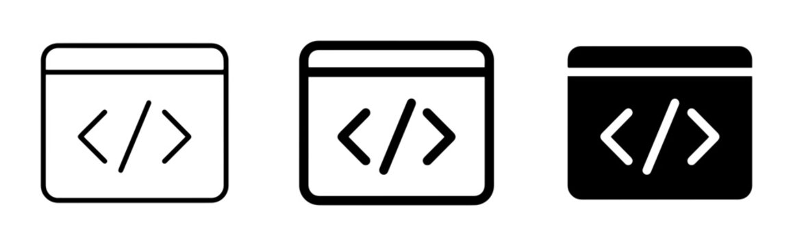 Code Icons Set, Programming Symbols, Web Development Snippets, Digital Technology Icons