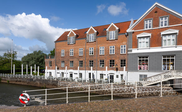 Ribe, &auml;lteste Stadt D&auml;nemarks, Stadtansicht, Binnenhafen