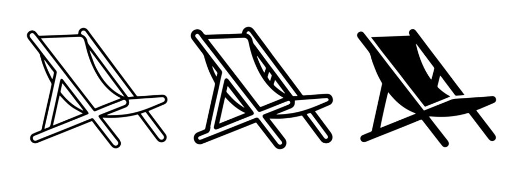 Beach Chair Icons, Lounge Chair Vector Set, Summer Relaxation Furniture
