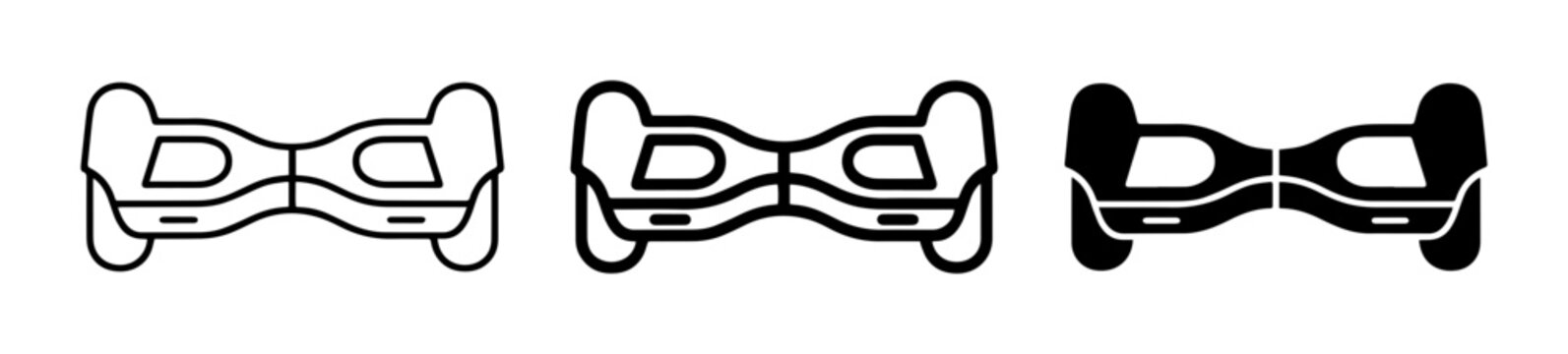 3 Hoverboard Icons Outline Filled Silhouette for Personal Transport