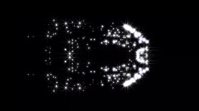 Magic light stars line effect, white glowing fairy sparkle line burst, twinkling white glowing star with sparkling glitter animation,  christmas stars isolated on a black screen, glitter stars.