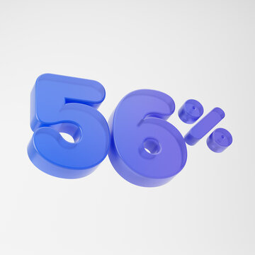 Transparent purple fifty six percent or 56 % isolated over white background. 3D rendering.