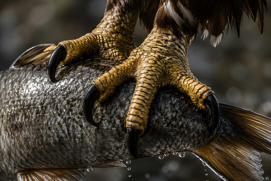 Bird Claw Gripping a Fish in Close Up