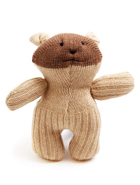 Bear sock toy isolated on white background
