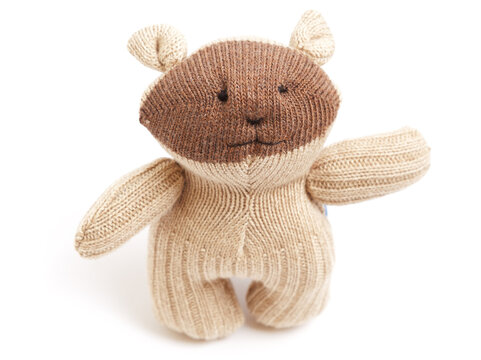 Bear sock toy isolated on white background