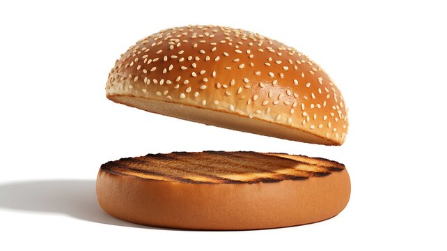 Fresh beef burger with sesame bun and grilled meat patty