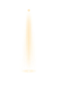 Single vertical glowing orange light beam isolated on a black background, for effects