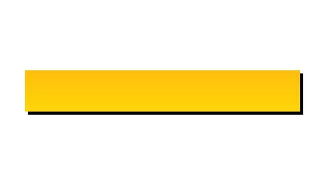 Yellow rectangular banner bar with drop shadow isolated on white background rectangle template headline separator horizontal straight isolated background illustration