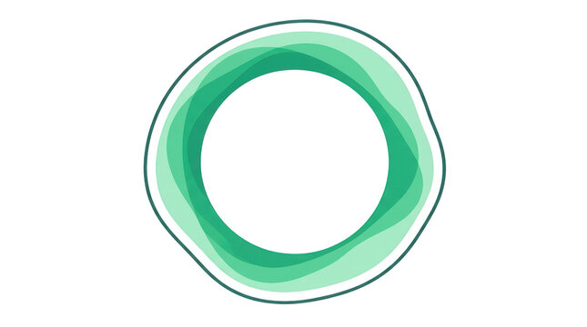 Abstract green circular logo design element with layered wave shapes isolated on transparent background