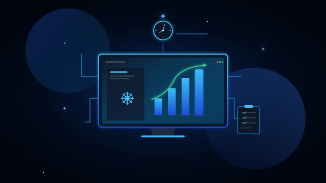Animated Digital Data Analytics Dashboard UI Screen Vector Concept
