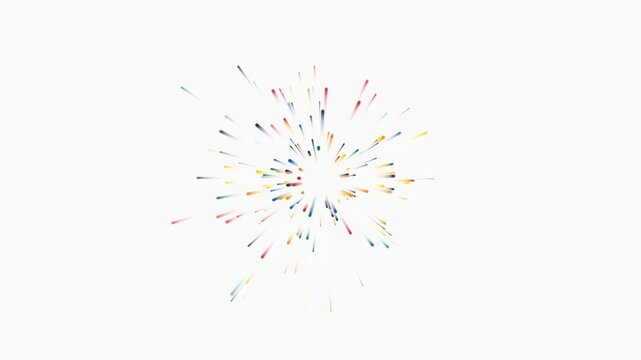 Abstract Colorful Particle Burst Motion Background Loop, Primary Color Dotted Line Explosion on White Background for Intro, Tech & Creative Visuals