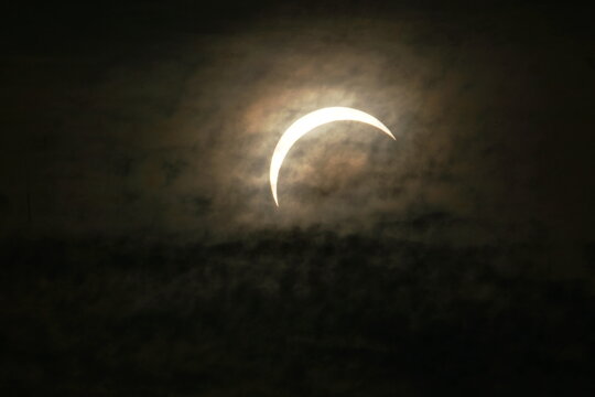 Partial  Solar Eclipse on 12 August 2026 where 92% of the sun was covered by the moon. Phiotographs taken at Surrender Bridge, Swaledale, Yorkshire Dales, North Yorkshire, UK