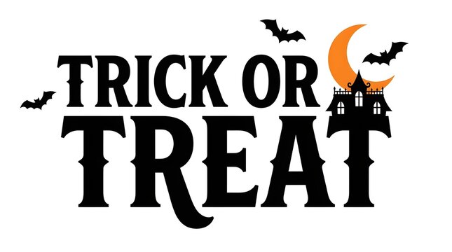 Festive trick or treat halloween typography with spooky elements