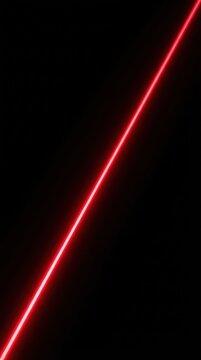 Diagonal glowing red laser beam line on black