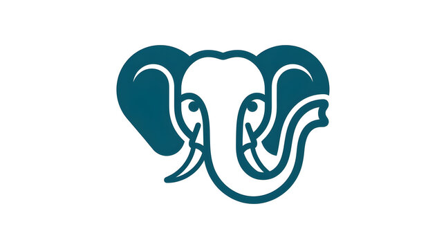 Minimalist dark teal elephant head logo design isolated on white background. Modern vector icon for wildlife conservation, zoo, tech company, database storage, and corporate identity.