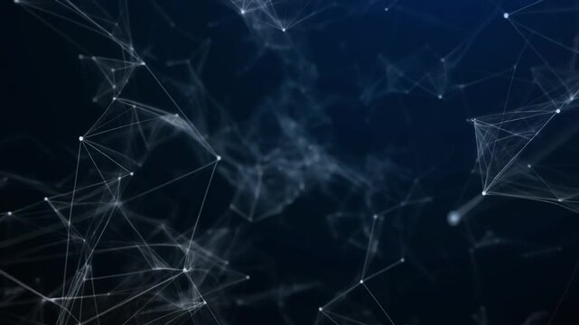 Animation of network of connections abstract pattern on dark background. High resolution.
