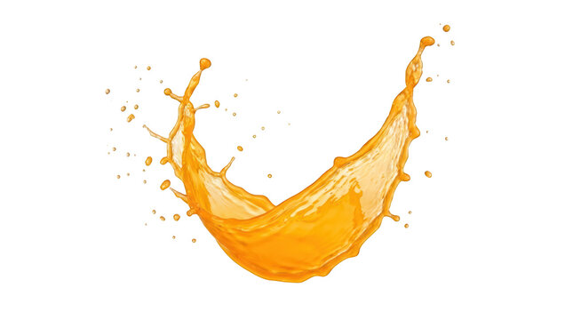 Dynamic splash of orange juice isolated on transparent background